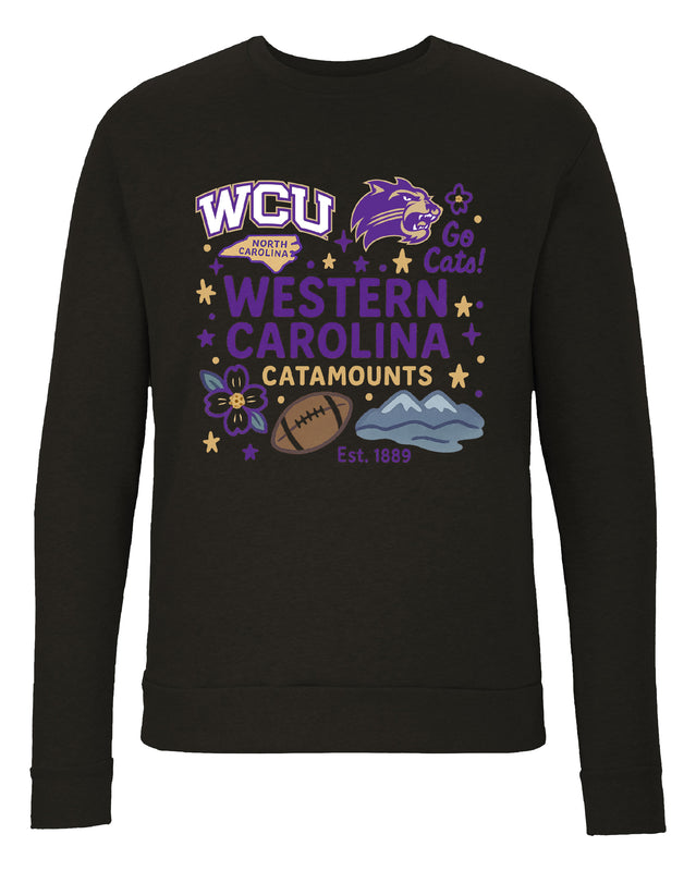 Western Carolina University Sweatshirt with Medley Design – Officially Licensed Crewneck Pullover Large Front
