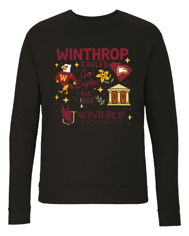 Winthrop University Sweatshirt with Medley Design – Officially Licensed Crewneck Pullover Large Front