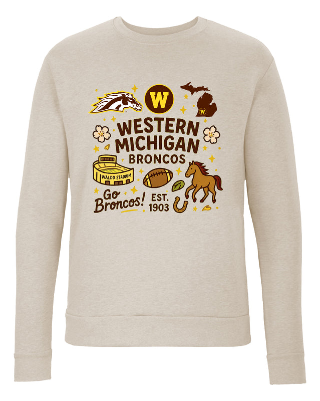 Western Michigan University Sweatshirt with Medley Design – Officially Licensed Crewneck Pullover Large Front