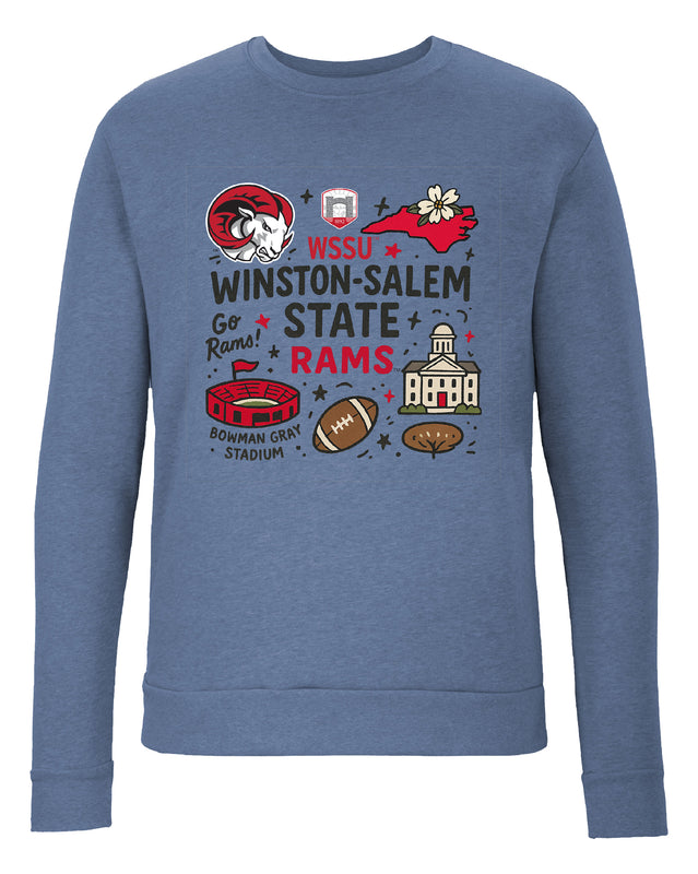 Winston-Salem State Sweatshirt with Medley Design – Officially Licensed Crewneck Pullover Large Front