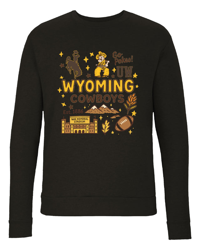 University of Wyoming Sweatshirt with Medley Design – Officially Licensed Crewneck Pullover Large Front
