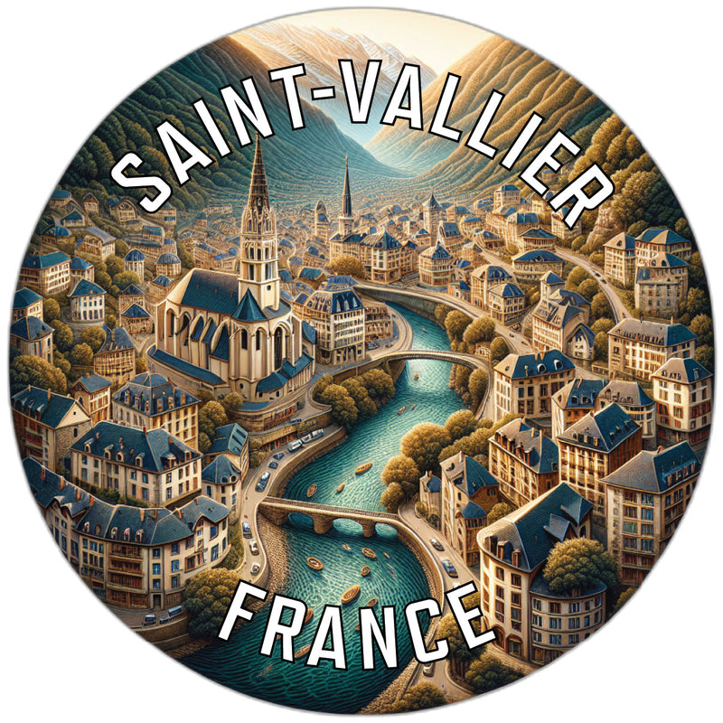 Saint Vallier France Souvenir Die Cut Flat Magnet 2-Inch