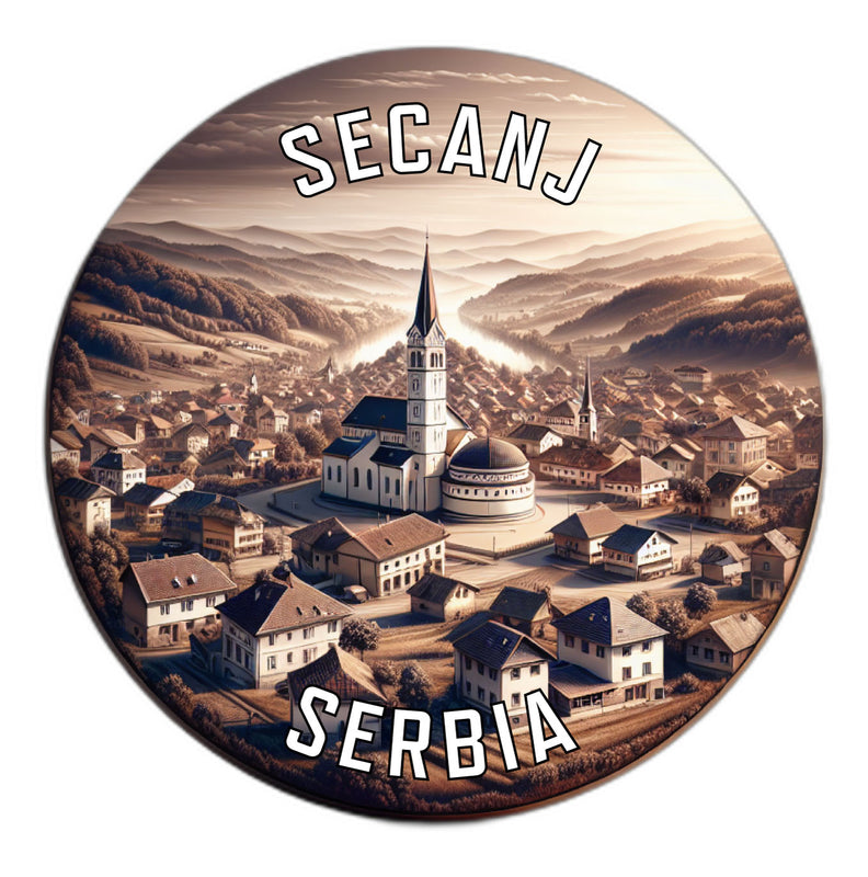 Secanj Serbia Souvenir Die Cut Flat Magnet 6-Inch