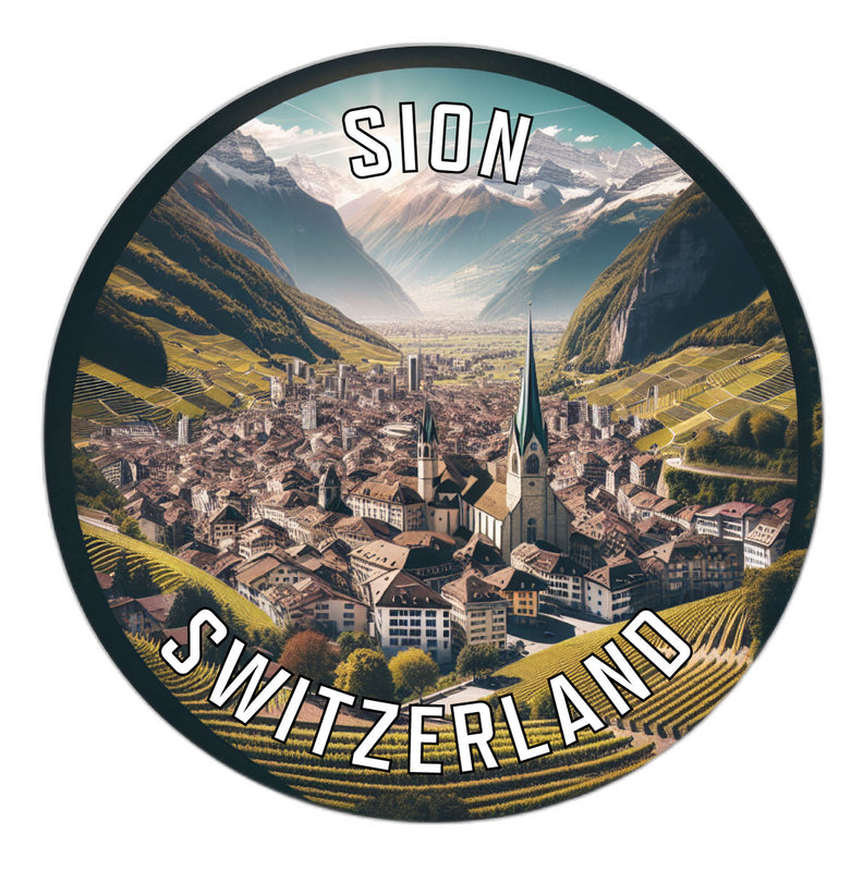 Sion Switzerland Souvenir Die Cut Flat Magnet 2-Inch