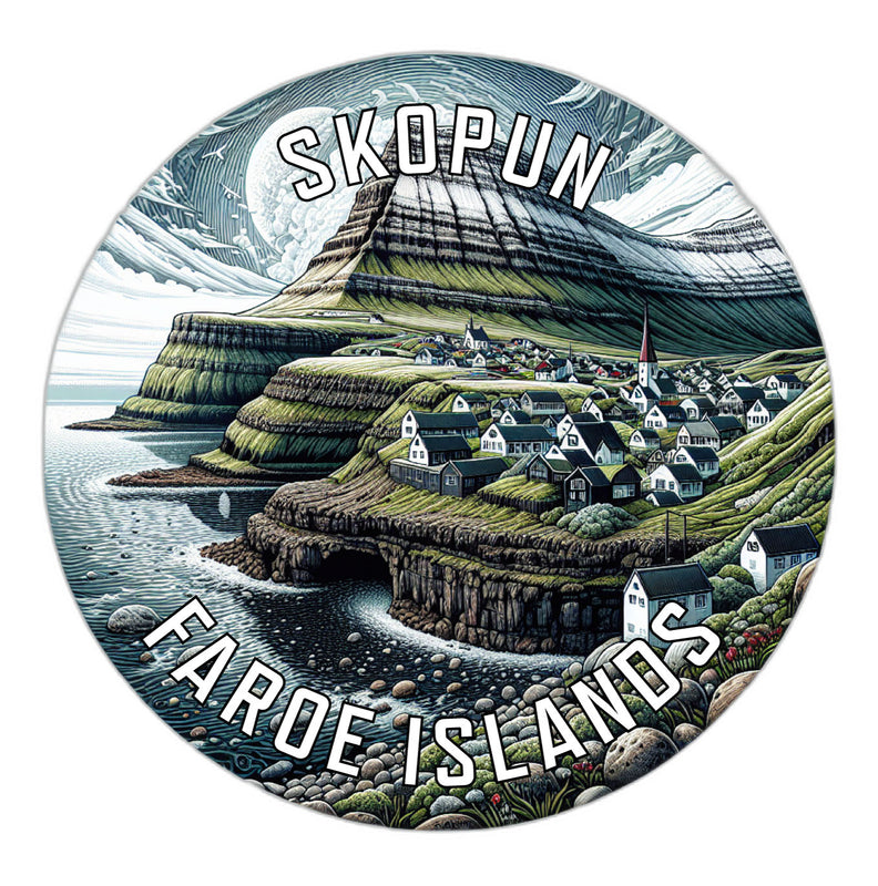 Skopun Faroe Islands Souvenir Die Cut Flat Magnet 2-Inch