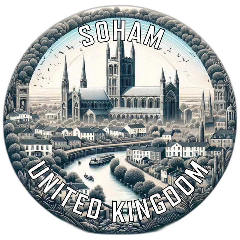 Soham United Kingdom Souvenir Die Cut Flat Magnet 2-Inch