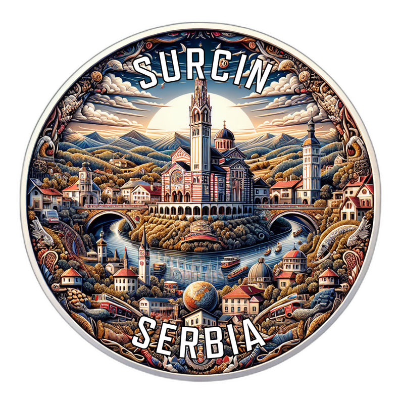 Surcin Serbia Souvenir Die Cut Flat Magnet 2-Inch