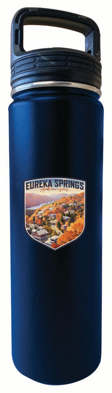 Eureka Springs Arkansas Little Switzerland of the Ozarks Design Souvenir 32 oz Insulated Stainless Steel Tumbler Water Bottle with Screw on Lid Navy 4-Pack