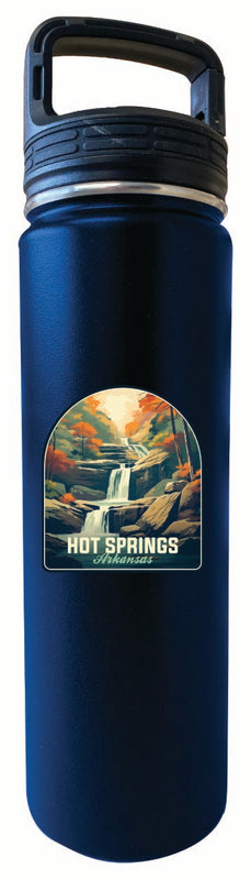 Hot Springs Arkansas Autumn Waterfall Design Souvenir 32 oz Insulated Stainless Steel Tumbler Water Bottle with Screw on Lid Navy 2-Pack