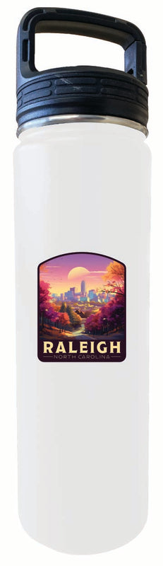 Raleigh North Carolina City of Oaks Design Souvenir 32 oz Insulated Stainless Steel Tumbler Water Bottle with Screw on Lid White 2-Pack