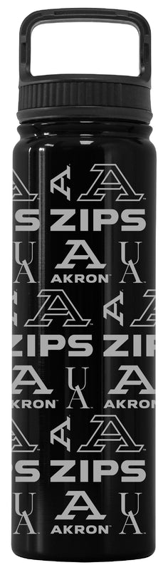 Akron Zips Officially Licensed 24 oz Engraved Insulated Tumbler Water Bottle with Screw on Lid Black
