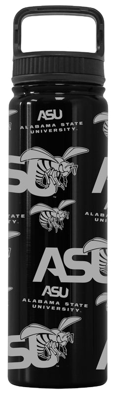 Alabama State University Officially Licensed 24 oz Engraved Insulated Tumbler Water Bottle with Screw on Lid Black