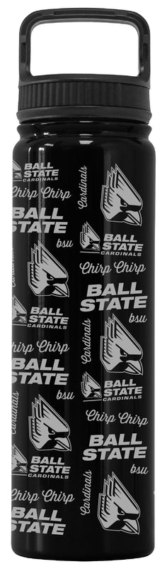 Ball State University Officially Licensed 24 oz Engraved Insulated Tumbler Water Bottle with Screw on Lid Black