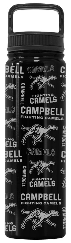 Campbell University Fighting Camels Officially Licensed 24 oz Engraved Insulated Tumbler Water Bottle with Screw on Lid Black