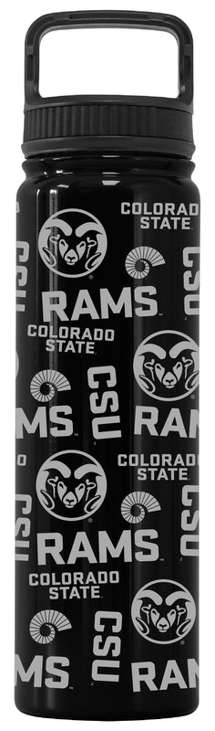 Colorado State Rams Officially Licensed 24 oz Engraved Insulated Tumbler Water Bottle with Screw on Lid Black