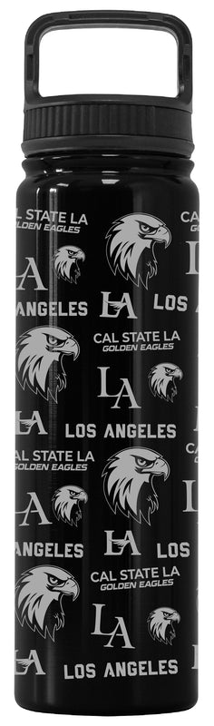 California State University Los Angeles Officially Licensed 24 oz Engraved Insulated Tumbler Water Bottle with Screw on Lid Black