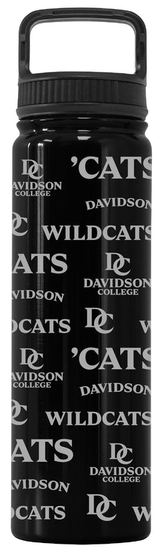 Davidson College Officially Licensed 24 oz Engraved Insulated Tumbler Water Bottle with Screw on Lid Black
