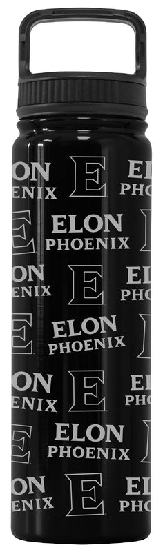 Elon University Officially Licensed 24 oz Engraved Insulated Tumbler Water Bottle with Screw on Lid Black