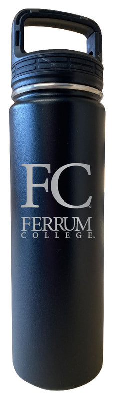 Ferrum College 24 oz Engraved Insulated Stainless Steel Tumbler Water Bottle with Screw on Lid Officially Licensed Collegiate Product Black