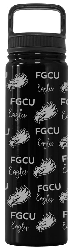 Florida Gulf Coast Eagles Officially Licensed 24 oz Engraved Insulated Tumbler Water Bottle with Screw on Lid Black