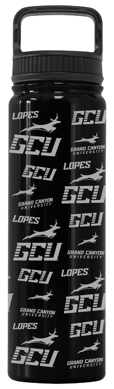 Grand Canyon University Lopes Officially Licensed 24 oz Engraved Insulated Tumbler Water Bottle with Screw on Lid Black