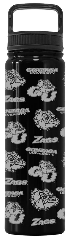 Gonzaga Bulldogs Officially Licensed 24 oz Engraved Insulated Tumbler Water Bottle with Screw on Lid Black