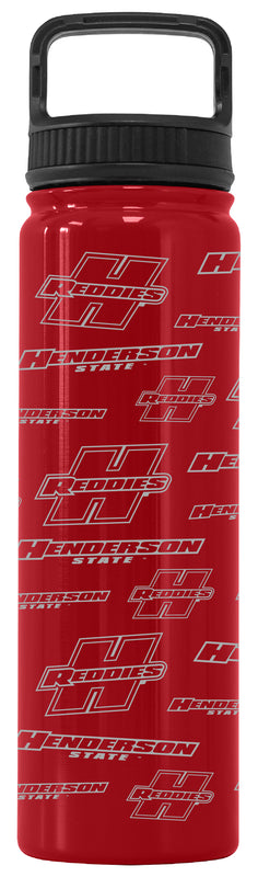 Henderson State Reddies Officially Licensed 24 oz Engraved Insulated Tumbler Water Bottle with Screw on Lid Red