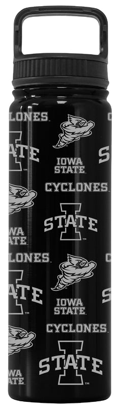 Iowa State Cyclones Officially Licensed 24 oz Engraved Insulated Tumbler Water Bottle with Screw on Lid Black
