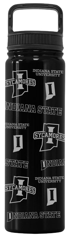 Indiana State University Officially Licensed 24 oz Engraved Insulated Tumbler Water Bottle with Screw on Lid Black