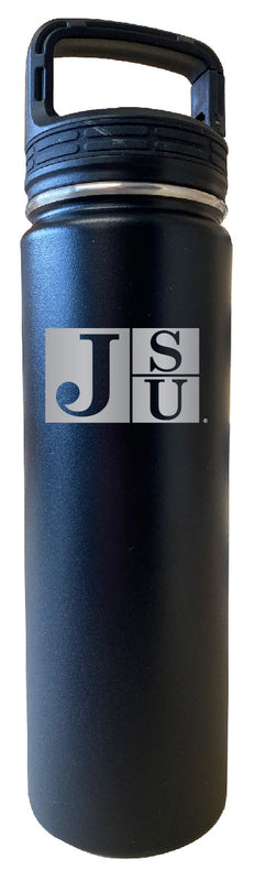 Jackson State University 24 oz Engraved Insulated Stainless Steel Tumbler Water Bottle with Screw on Lid Officially Licensed Collegiate Product Black