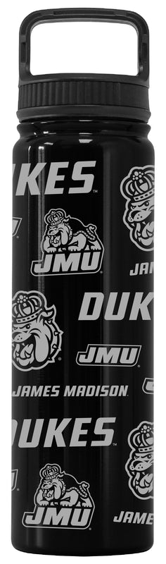 James Madison Dukes Officially Licensed 24 oz Engraved Insulated Tumbler Water Bottle with Screw on Lid Black