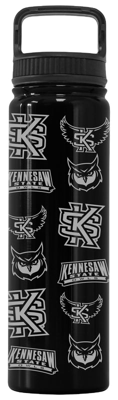 Kennesaw State University Officially Licensed 24 oz Engraved Insulated Tumbler Water Bottle with Screw on Lid Black