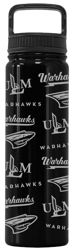 University of Louisiana Monroe Officially Licensed 24 oz Engraved Insulated Tumbler Water Bottle with Screw on Lid Black