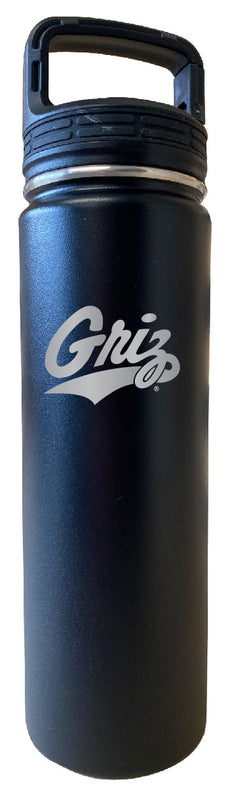 Montana University 24 oz Engraved Insulated Stainless Steel Tumbler Water Bottle with Screw on Lid Officially Licensed Collegiate Product Black
