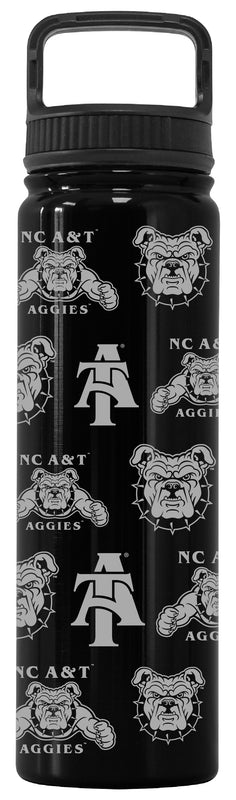 North Carolina A&T State Aggies Officially Licensed 24 oz Engraved Insulated Tumbler Water Bottle with Screw on Lid Black