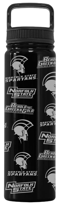 Norfolk State University Officially Licensed 24 oz Engraved Insulated Tumbler Water Bottle with Screw on Lid Black