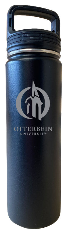 Otterbein University 24 oz Engraved Insulated Stainless Steel Tumbler Water Bottle with Screw on Lid Officially Licensed Collegiate Product Black
