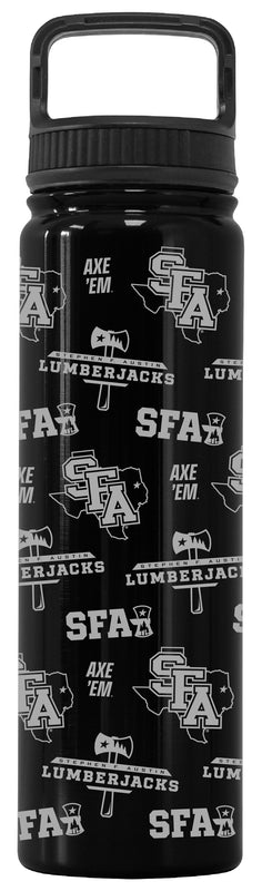 Stephen F. Austin State University Officially Licensed 24 oz Engraved Insulated Tumbler Water Bottle with Screw on Lid Black