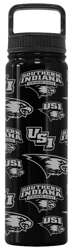 University of Southern Indiana Officially Licensed 24 oz Engraved Insulated Tumbler Water Bottle with Screw on Lid Black