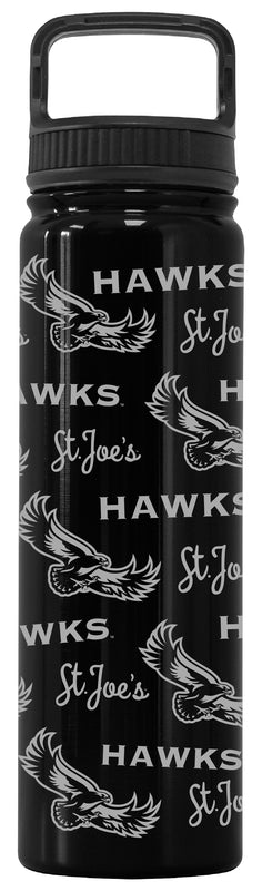 St. Joseph's University Hawks Officially Licensed 24 oz Engraved Insulated Tumbler Water Bottle with Screw on Lid