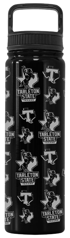 Tarleton State University Officially Licensed 24 oz Engraved Insulated Tumbler Water Bottle with Screw on Lid Black
