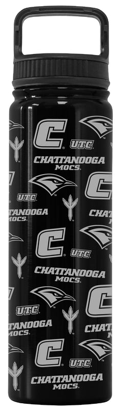 University of Tennessee at Chattanooga Officially Licensed 24 oz Engraved Insulated Tumbler Water Bottle with Screw on Lid Black