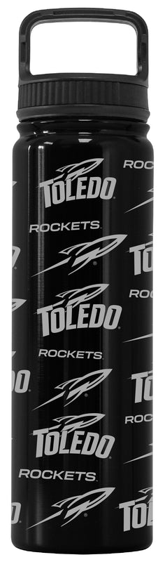 Toledo Rockets Officially Licensed 24 oz Engraved Insulated Tumbler Water Bottle with Screw on Lid Black