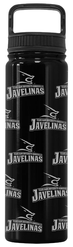 Texas A&M Kingsville Javelinas Officially Licensed 24 oz Engraved Insulated Tumbler Water Bottle with Screw on Lid Black