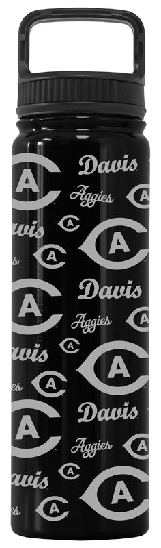 UC Davis Aggies Officially Licensed 24 oz Engraved Insulated Tumbler Water Bottle with Screw on Lid Black