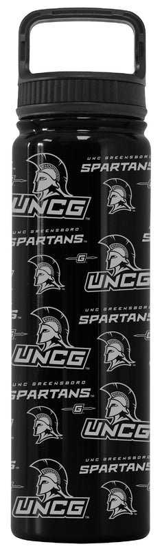 North Carolina Greensboro Spartans Officially Licensed 24 oz Engraved Insulated Tumbler Water Bottle with Screw on Lid Black