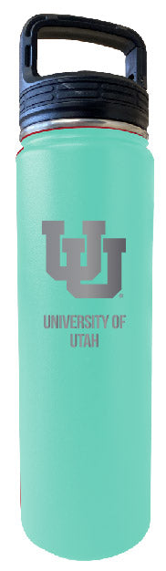 Utah Utes 24 oz Engraved Insulated Stainless Steel Tumbler Water Bottle with Screw on Lid Officially Licensed Collegiate Product Seafoam