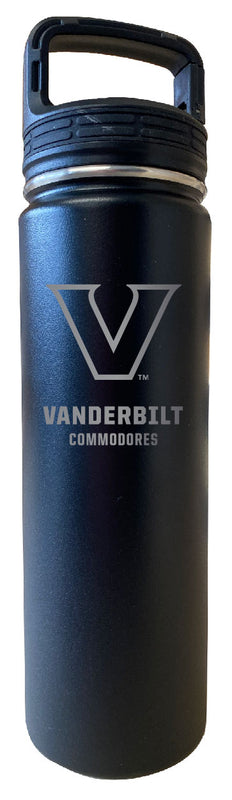 Vanderbilt University 24 oz Engraved Insulated Stainless Steel Tumbler Water Bottle with Screw on Lid Officially Licensed Collegiate Product Black