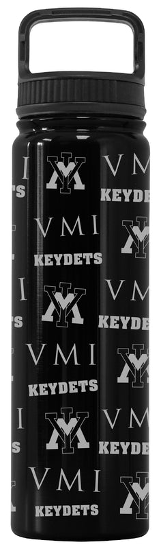 VMI Keydets Officially Licensed 24 oz Engraved Insulated Tumbler Water Bottle with Screw on Lid Black