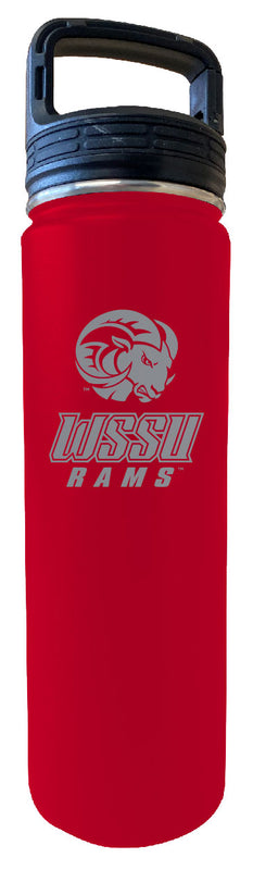 Winston Salem State 24 oz Engraved Insulated Stainless Steel Tumbler Water Bottle with Screw on Lid Officially Licensed Collegiate Product Red